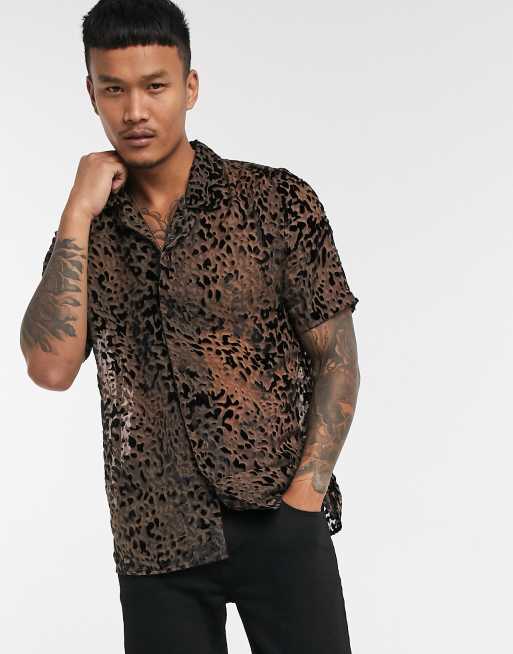 ASOS EDITION - Chemise d'ensemble manches courtes imprimé léoapard effet dévoré