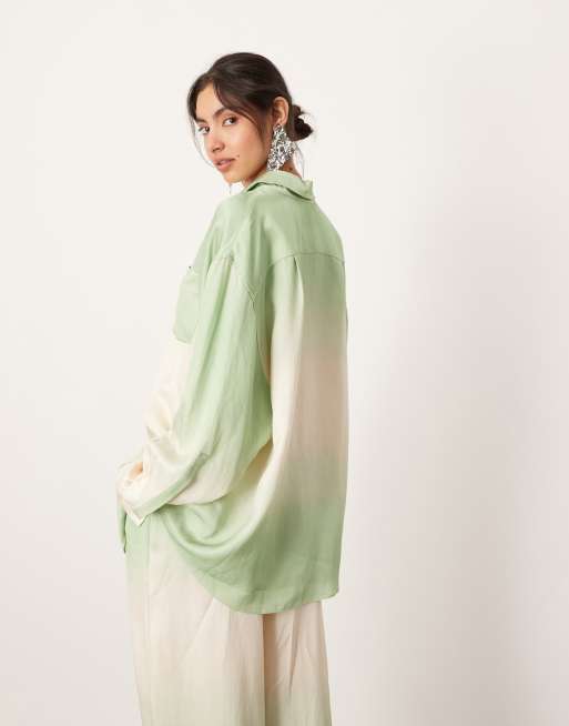 ASOS EDITION - Chemise d'ensemble oversize à imprimé dégradé - Vert, 3 de 4