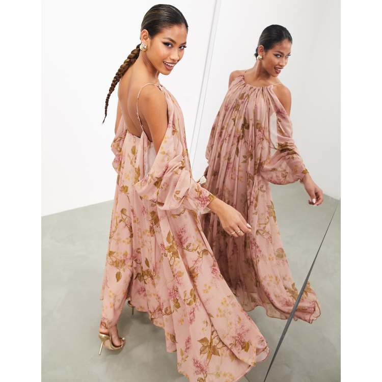 Blush chiffon maxi dress sale