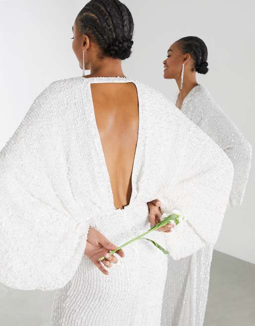 pistol Folkeskole mangel ASOS EDITION Ciara sequin kimono sleeve wedding dress | ASOS