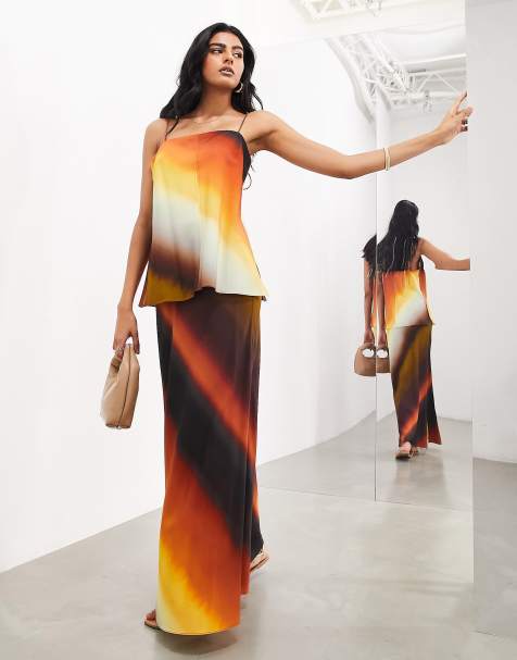 ASOS Edition – Cięta ze skosu spódnica maxi w paski z efektem ombre, część zestawu - view 1