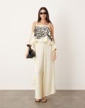 [ASOS EDITION] ASOS EDITION clean front wide leg pants in cream (part of a set)-White 8 Cream