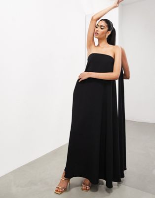 ASOS EDITION clean minimalist bandeau maxi dress in black | ASOS