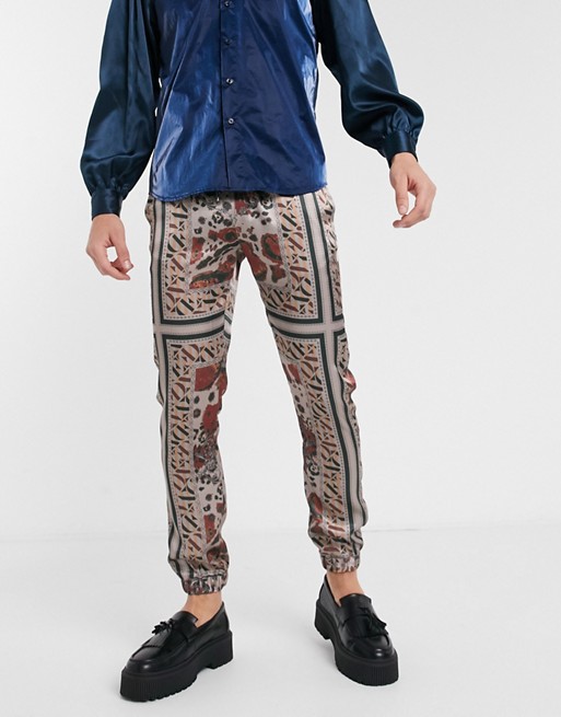 ASOS EDITION logo co-ord slim joggers with placement border print