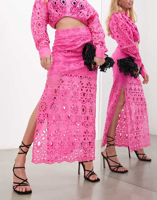 Pink 2025 eyelet skirt