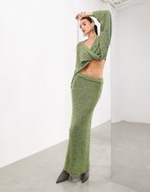 In The Style x Jac Jossa knitted cable knit bodysuit in green