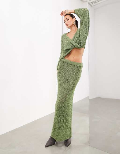 ASOS EDITION twisted detail knitted long sleeve top and maxi skirt