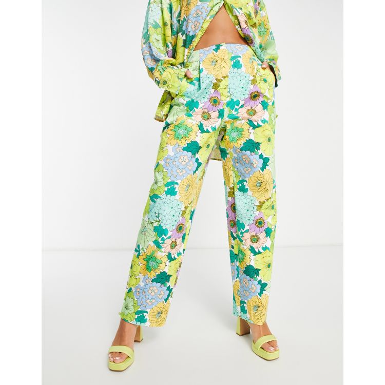 ASOS EDITION cotton tapered pants in retro floral print