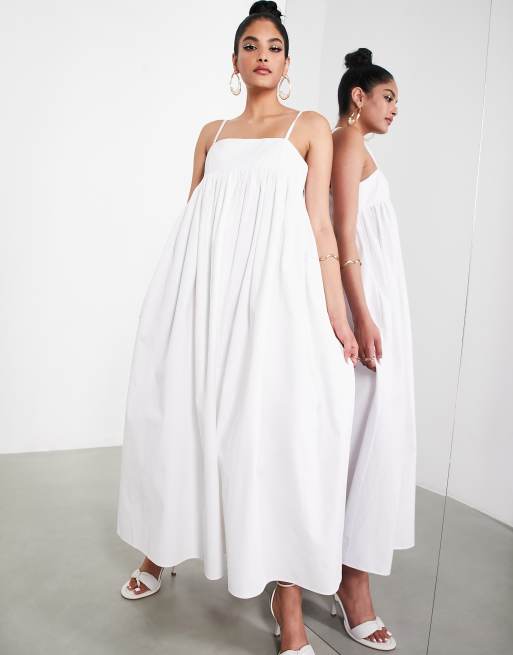 ASOS EDITION cotton twill empire cami maxi dress in white