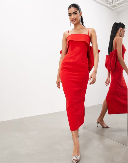 Asos red midi dress best sale