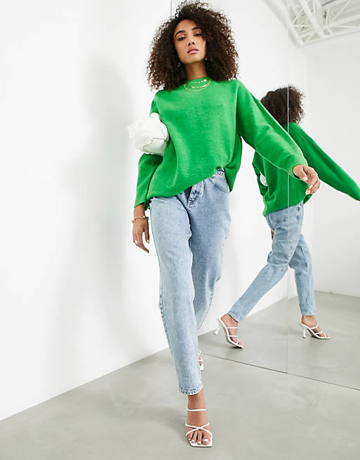 Designer Brands crew neck jumper in bright green 