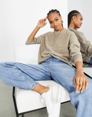 ASOS EDITION crew neck jumper in taupe
