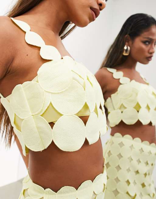 ASOS Edition - Crop top giallo limone con dettagli circolari, 4 di 4