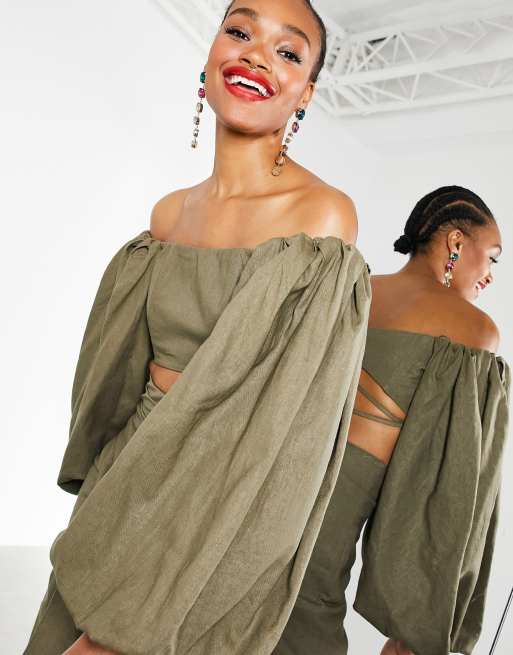 ASOS EDITION – Crop top i off shoulder-modell med extrem ärm, del av set, 3 av 4