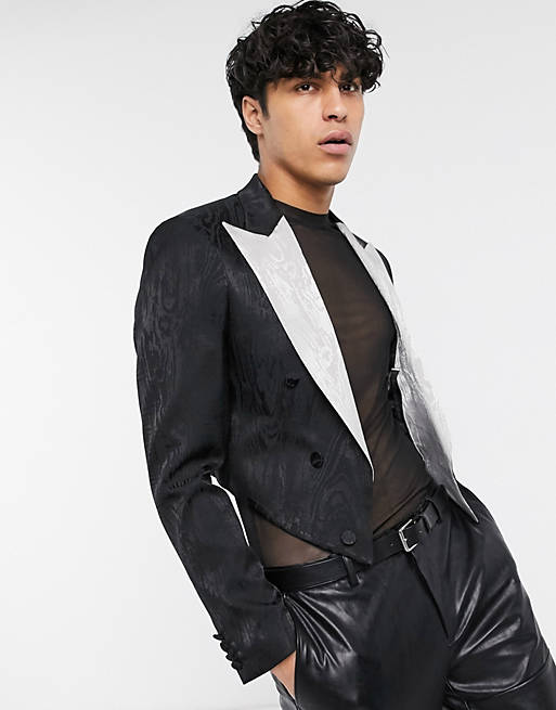 ASOS EDITION cropped blazer in black with contrast lapel | ASOS