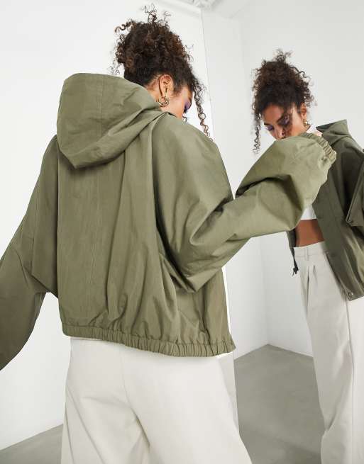 ASOS EDITION cropped hooded parka jacket in khaki