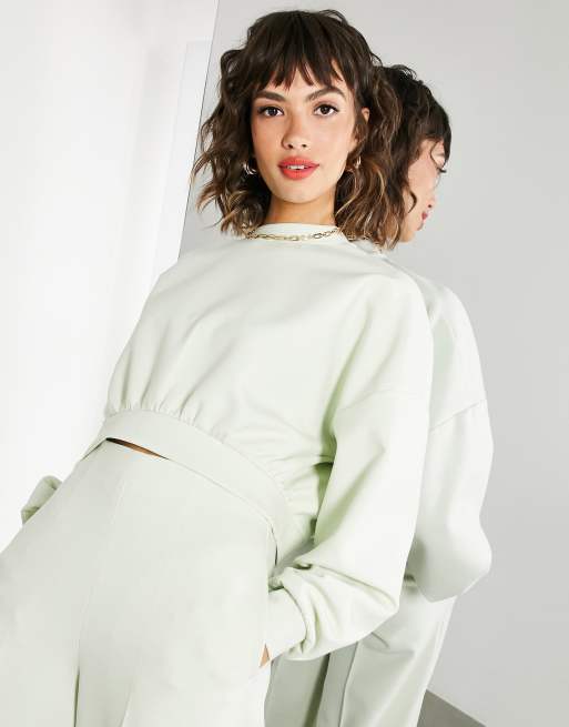 ASOS EDITION cropped jersey sweatshirt in sage green