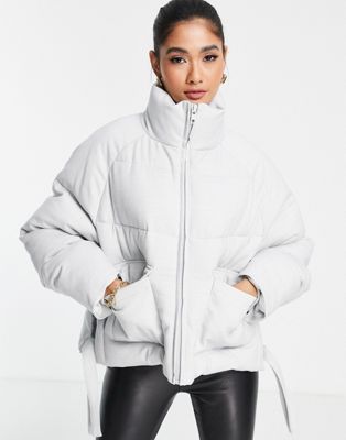 ASOS EDITION cropped puffer jacket with tie detail