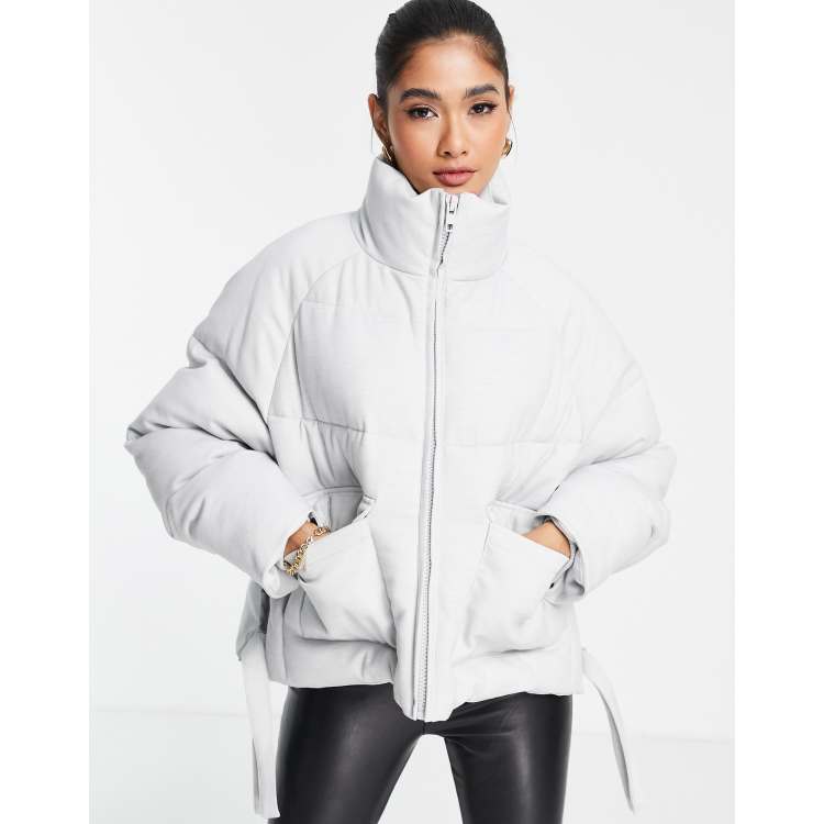 White puffer store jacket asos