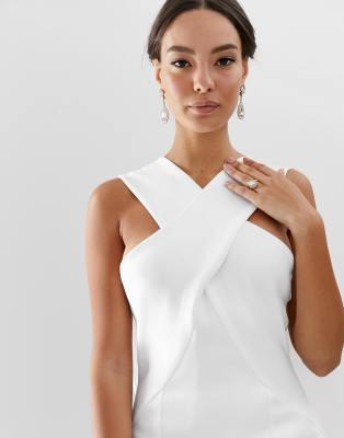 asos edition cross front cape wedding dress