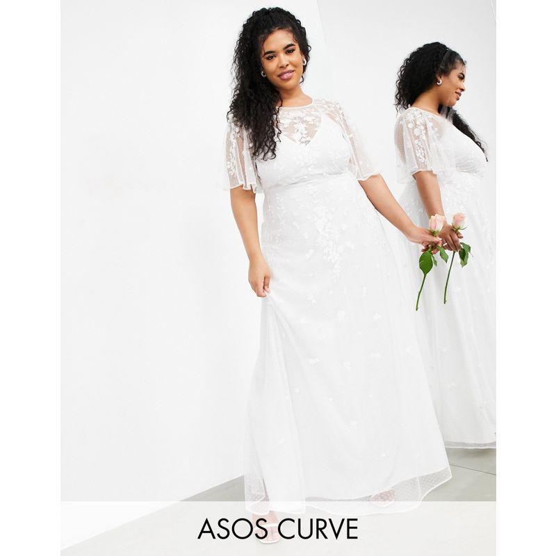Vestiti lunghi SS3Bn EDITION Curve - Annie - Vestito da sposa con maniche con volant e ricamo a fiori
