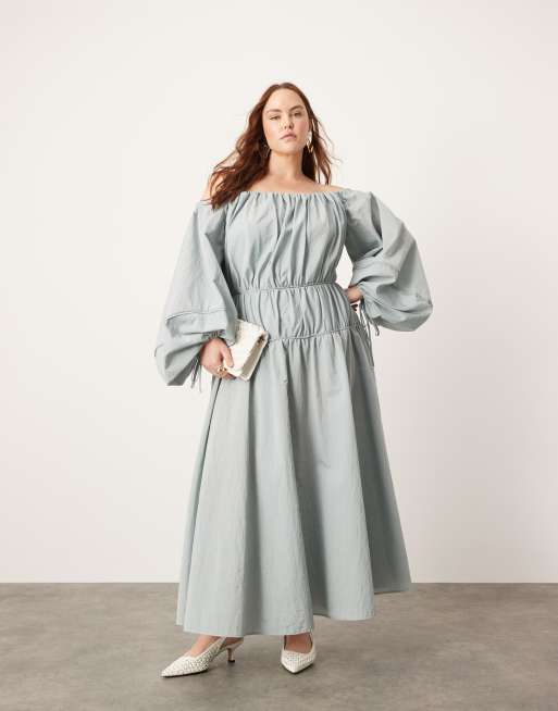 Bardot pleat maxi shops dress