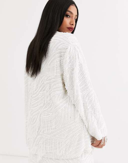 ASOS EDITION Curve beaded fringe oversized jacket