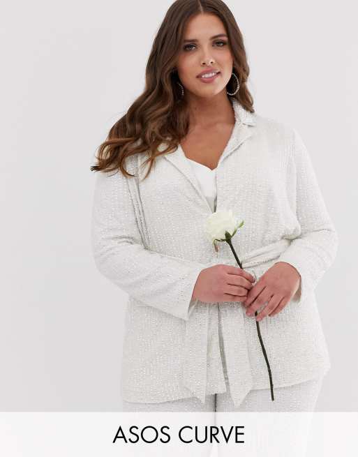 ASOS EDITION Curve - Abito decorato bianco, 2 di 3
