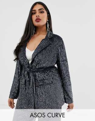 ASOS EDITION Curve - Verzierter Blazer - Navy
