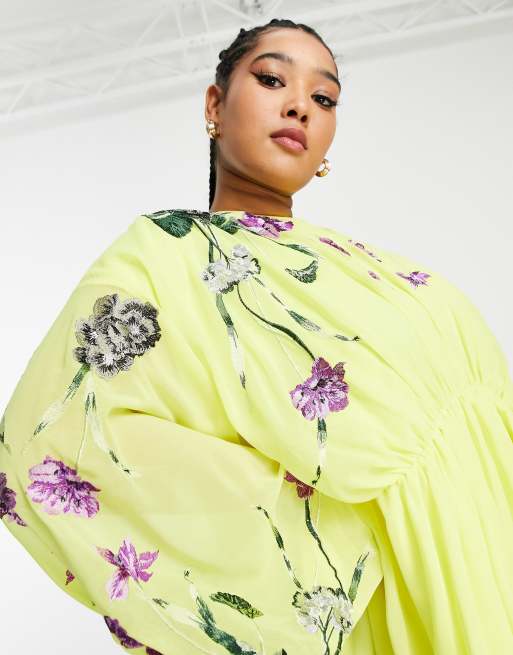 ASOS EDITION blouson sleeve floral embroidered maxi dress with