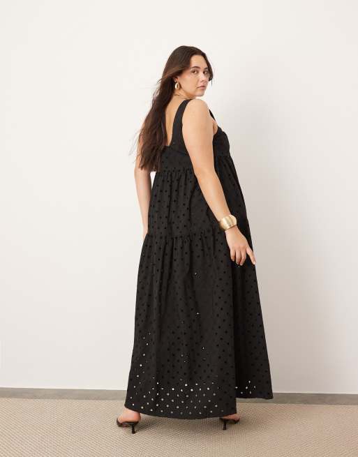 ASOS EDITION Curve broderie super full scoop neck tiered maxi