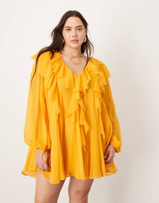 Asos curve yellow dress on sale