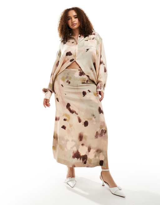 Smudge Print Oversized Shirt Dress