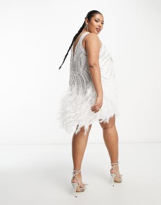 Asos white feather outlet dress