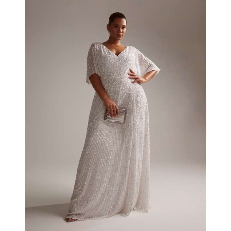 Mysterium Evakuering fokus ASOS EDITION Curve Eliza flutter sleeve embellished wedding dress | ASOS