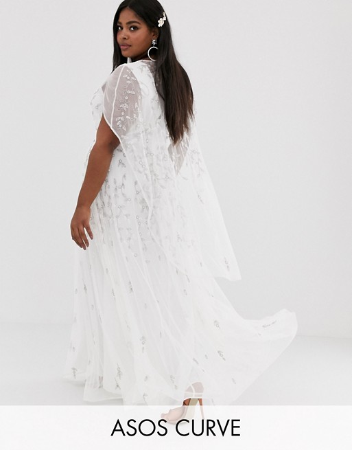 Image result for ASOS EDITION Curve embellished cape wedding dress