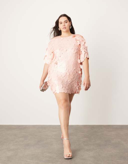 Asos pink embellished dress best sale