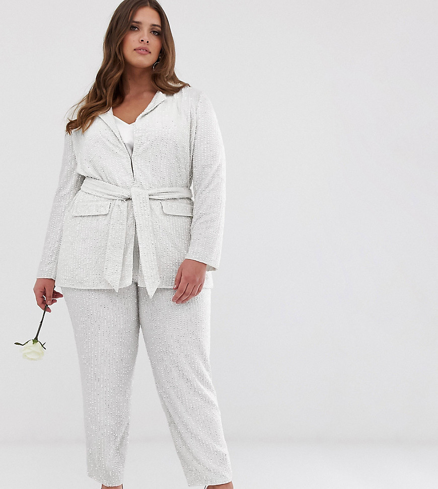 Plus-size trousers by ASOS EDITION For that thing you RSVPd to Lined design Zip-side fastening with hook and eye Slim, tapered fit Cut close around the thigh with a narrow shape through the leg