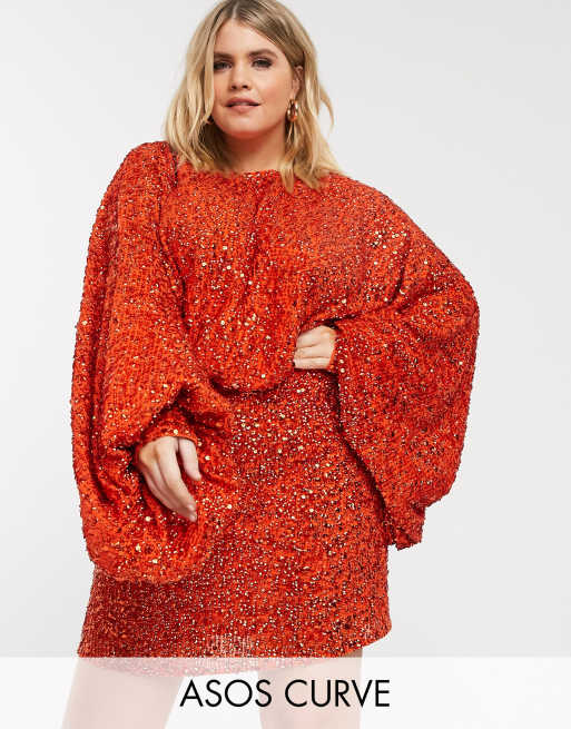 Asos red sequin dress sale