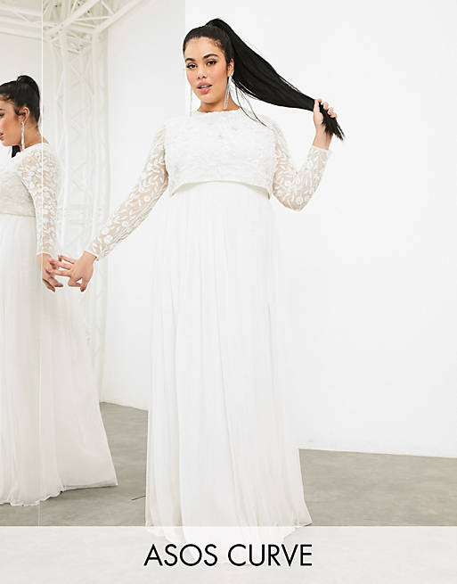 ASOS EDITION Curve Fleur embellished crop top wedding dress