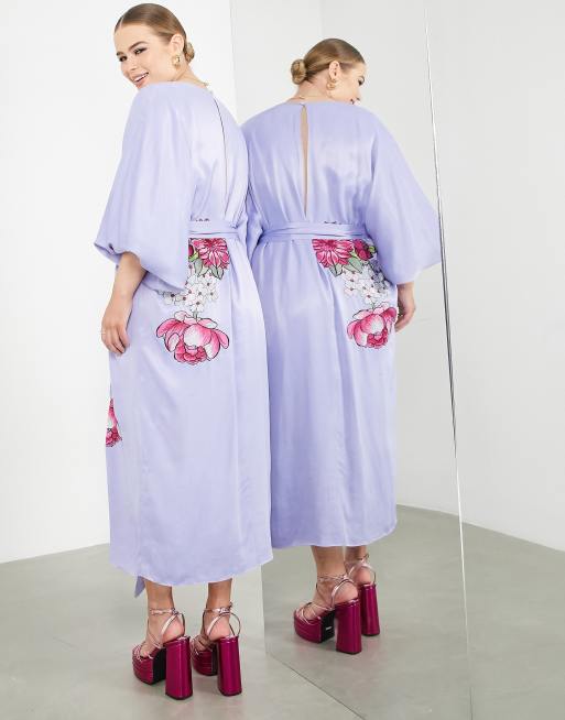 asos edition floral embroidered organza midi dress in steel blue Asos Edition Floral Embroidered Organza Midi Dress In Steel Blue main image 1