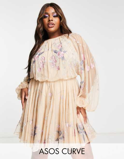 Winter Florals - Asos Curve Plus Size Floral Mini Dress with Frills