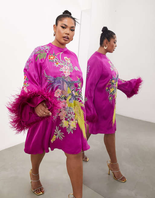 asos bird embroidered dress ASOS EDITION garden floral embroidered maxi dress in pink