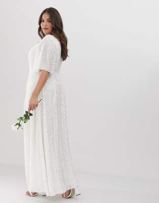 asos flutter sleeve wedding dress