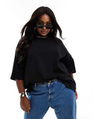 ASOS EDITION Curve - Hochwertiges Oversize-T-Shirt in Schwarz