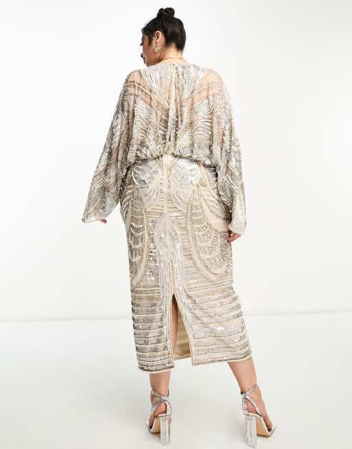 Asos sequin clearance kimono maxi dress