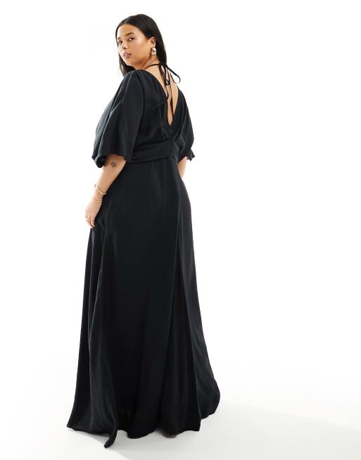 v-neck a line dress with sleeves Wedtrend Women A Line V Neck Short Sleeves Floor Length Chiffon Bridesmaid  Dress Formal Dress – WEDTREND main image 1