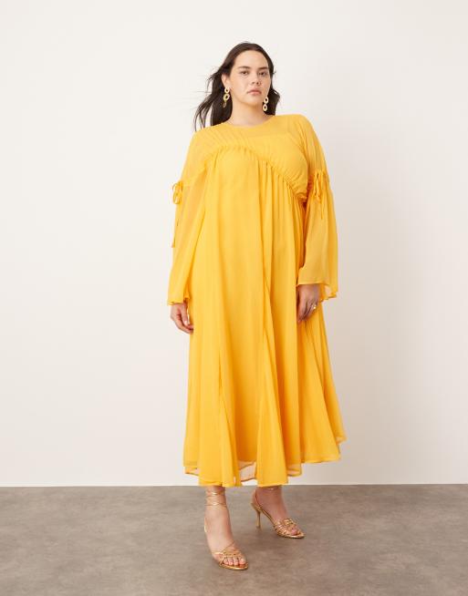 Asos curve yellow dress online