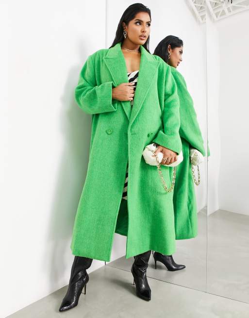 ASOS EDITION Curve longline wool mix coat in bright green