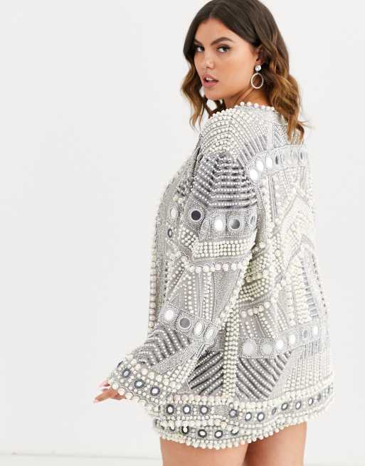 Asos edition mirror on sale and pearl oversized jacket